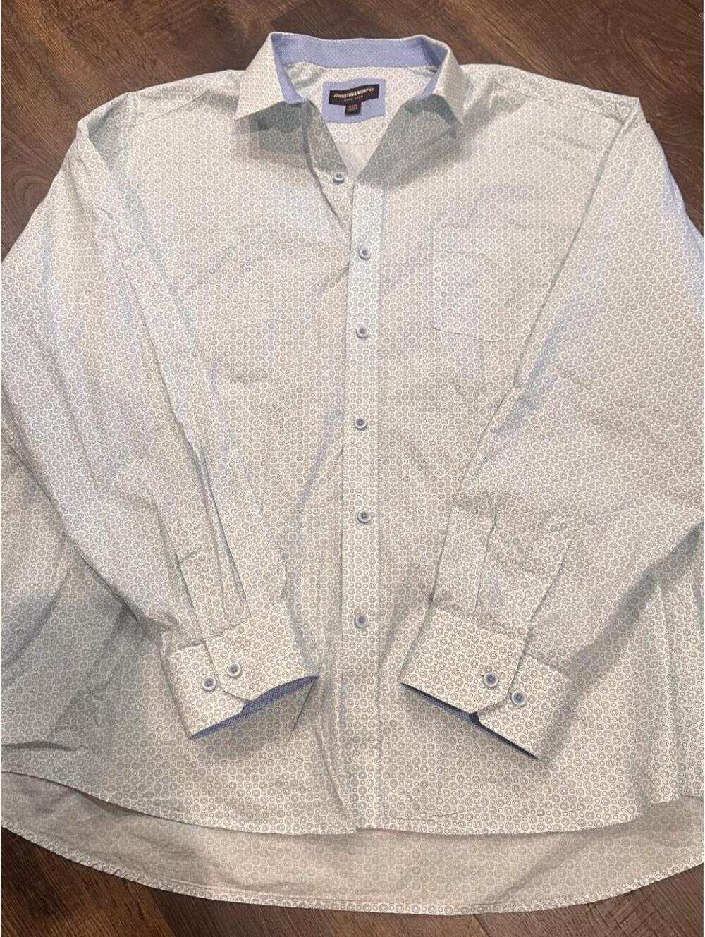 Johnston & Murphy Men's Blue and White Shirt